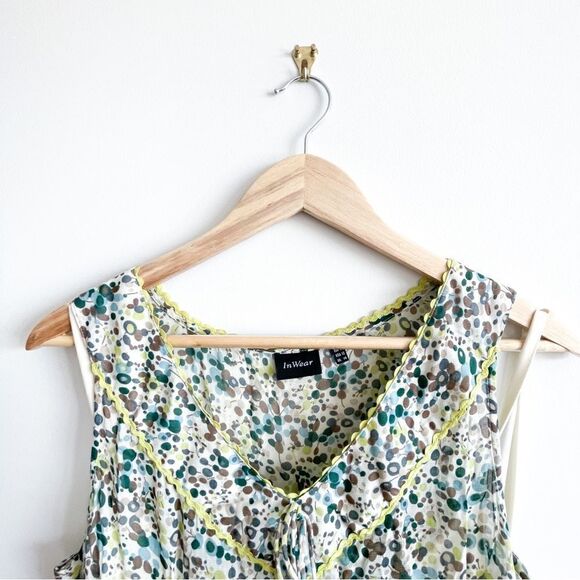 InWear Maxi Dress Sheer Ruffled Separate Lining RickRack Neck Detail Women's 12 - Picture 3 of 9